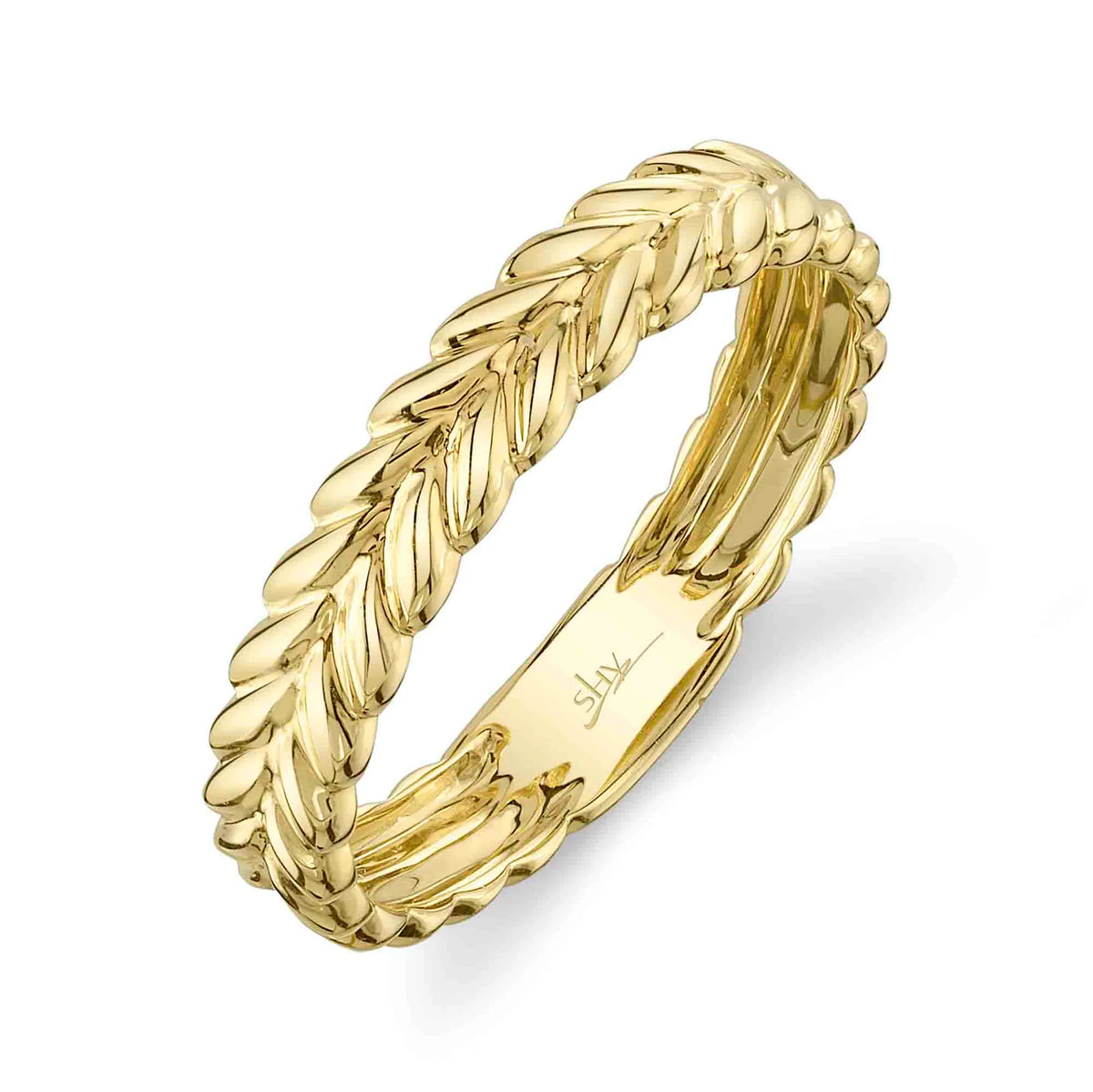 14K Yellow Gold Laurel Wreath Band - Queen May