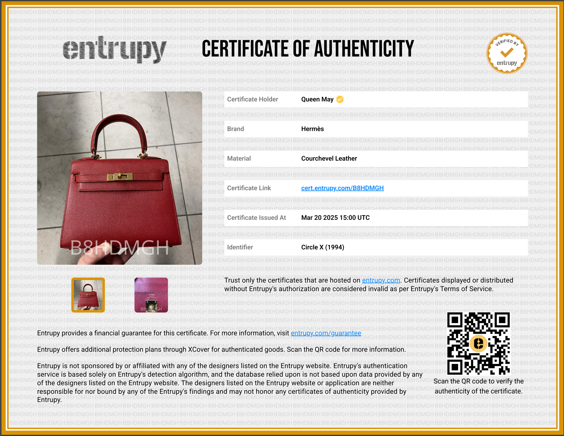 Ultra Rare Hermes Mini Kelly Courcheval Rouge Vif 20 - Queen May