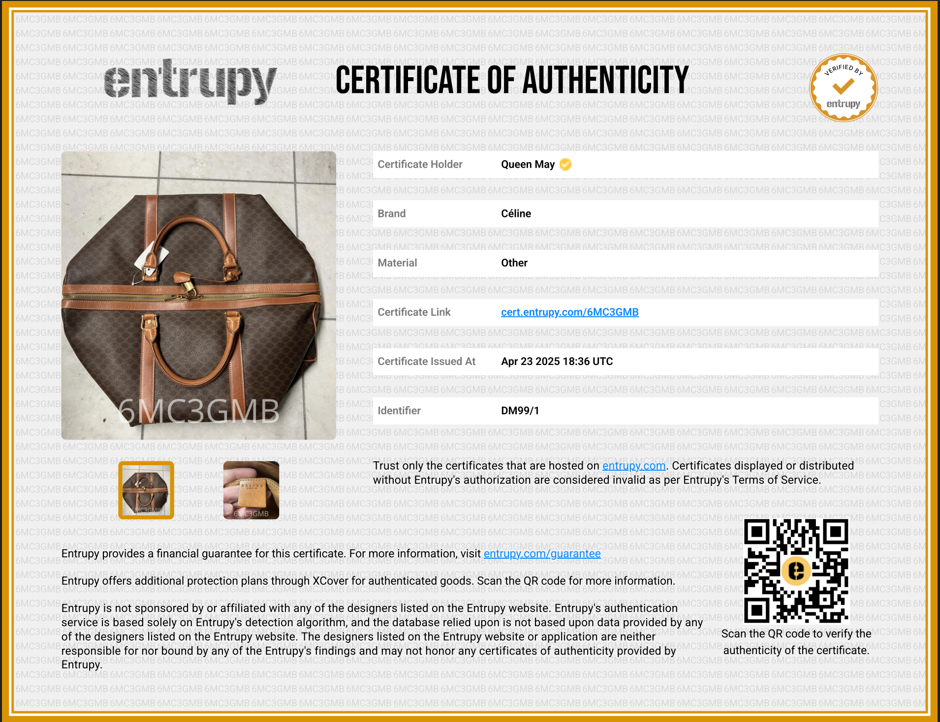 Vintage Celine Macadam Duffle Bag 50 - Queen May