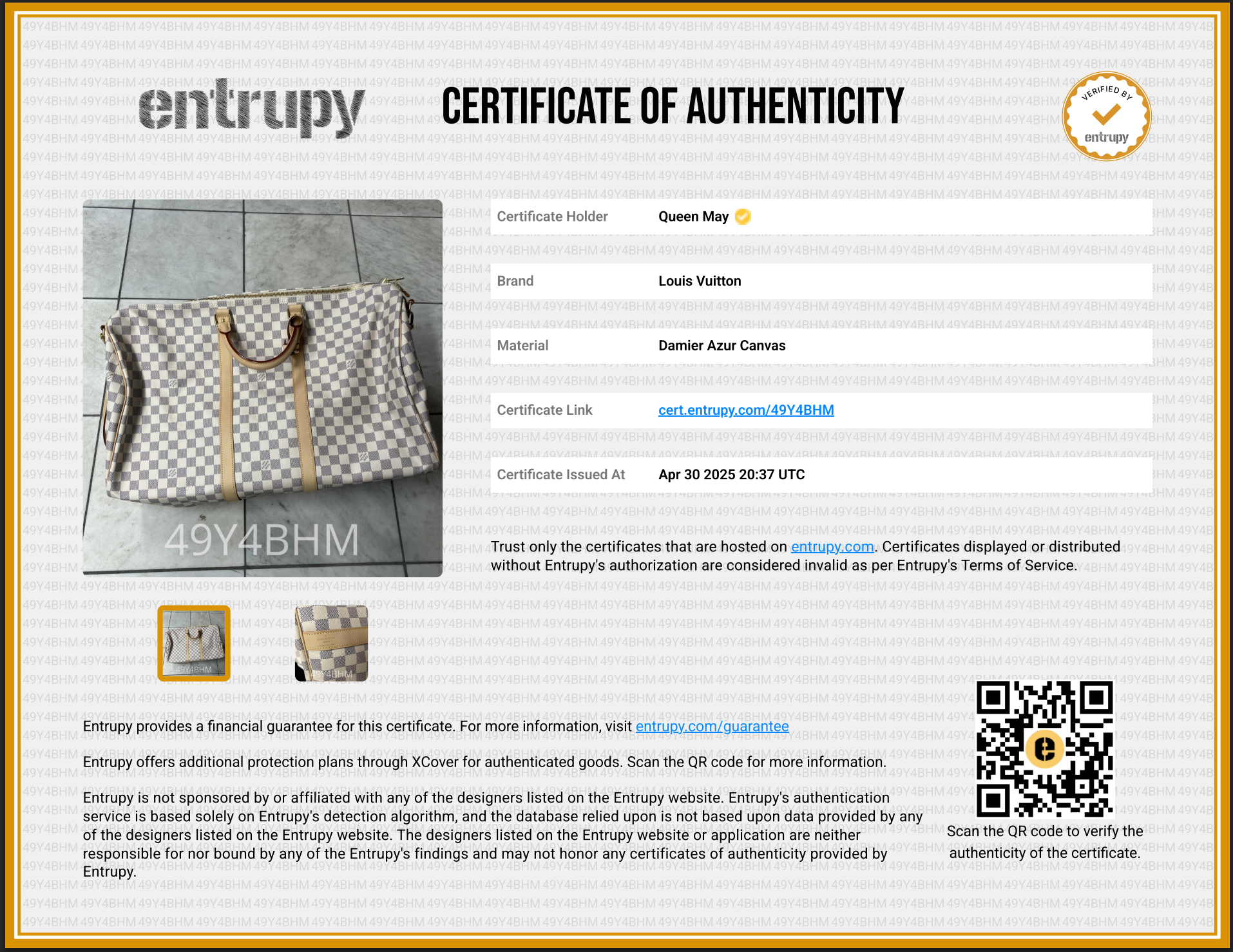 Louis Vuitton 55 Bandouliere Damier Azur - Queen May