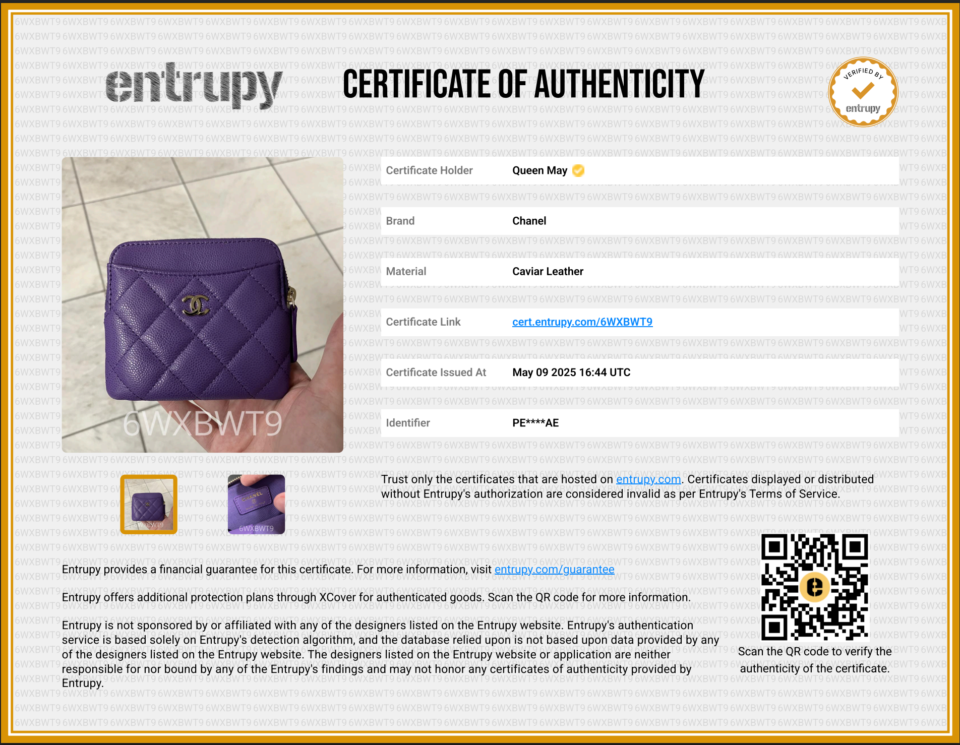 Chanel Classic Zipped Purple Coin Purse - Queen May