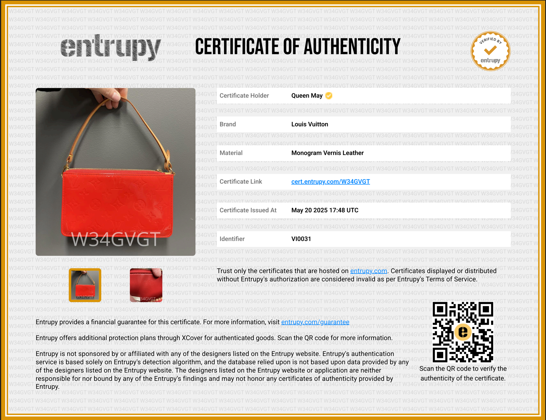 Louis Vuitton Red Vernis Lexington - Queen May