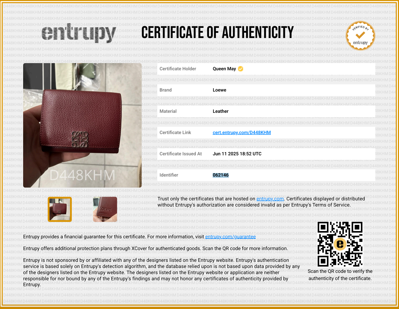 Loewe Anagram Trifold Wallet in Pebble Grained Calfskin - Queen May