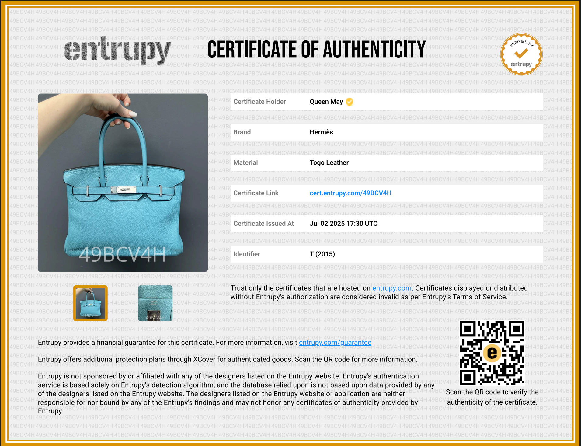 Hermes Birkin Bleu Saint Cyr Togo 30 Palladium Hardware 2015 - Queen May