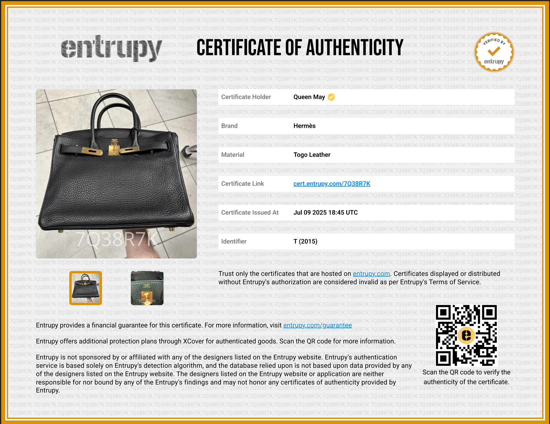 Hermes Black Togo Leather Birkin 30 2015 - Queen May