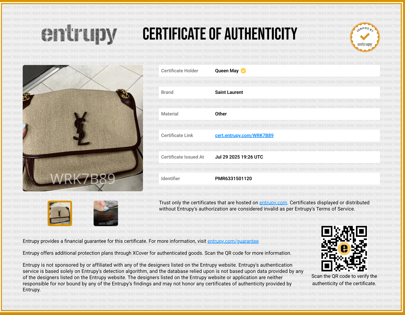 Saint Laurent Canvas Niki Medium - Queen May