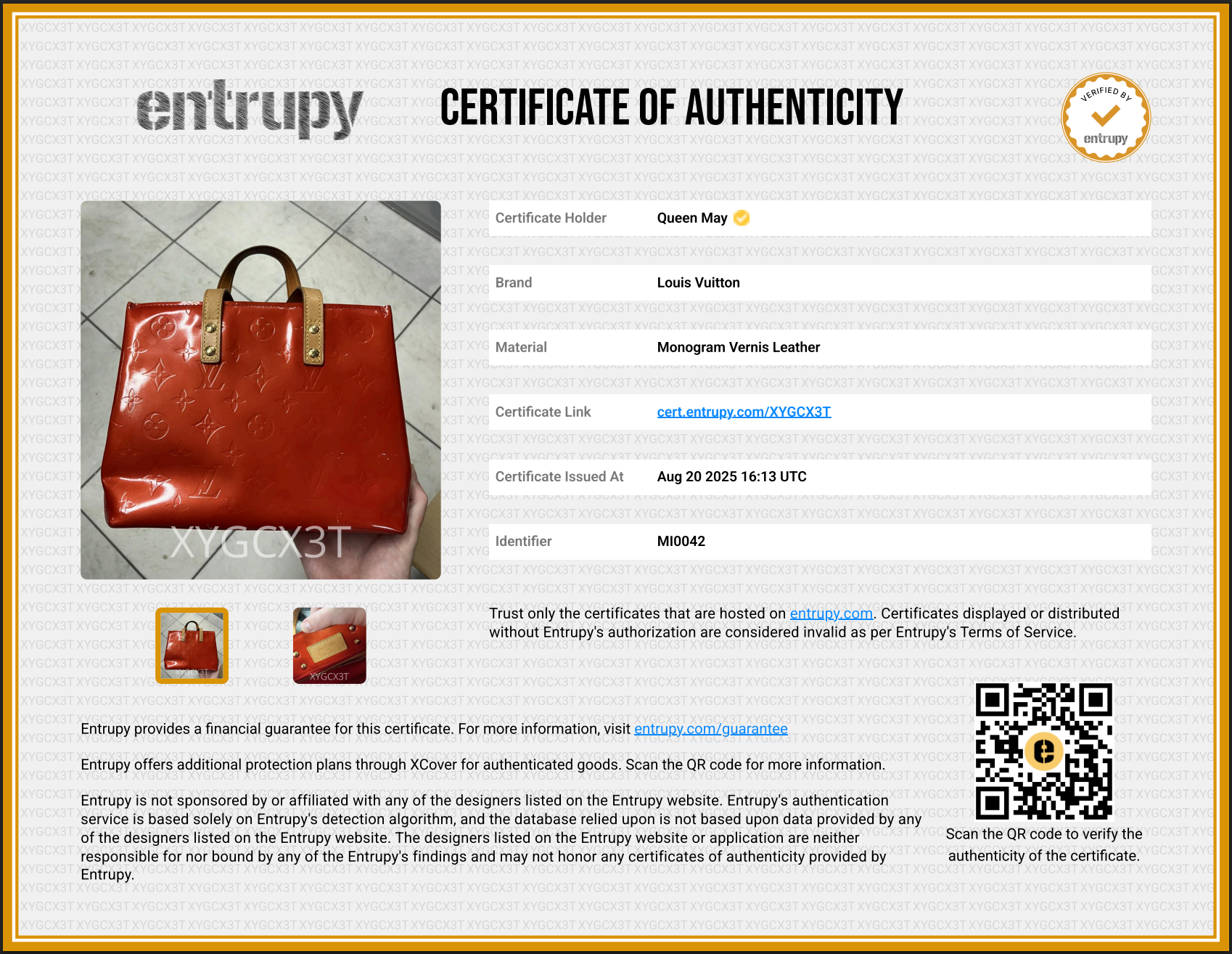 Louis Vuitton Vernis Reade PM Red - Queen May