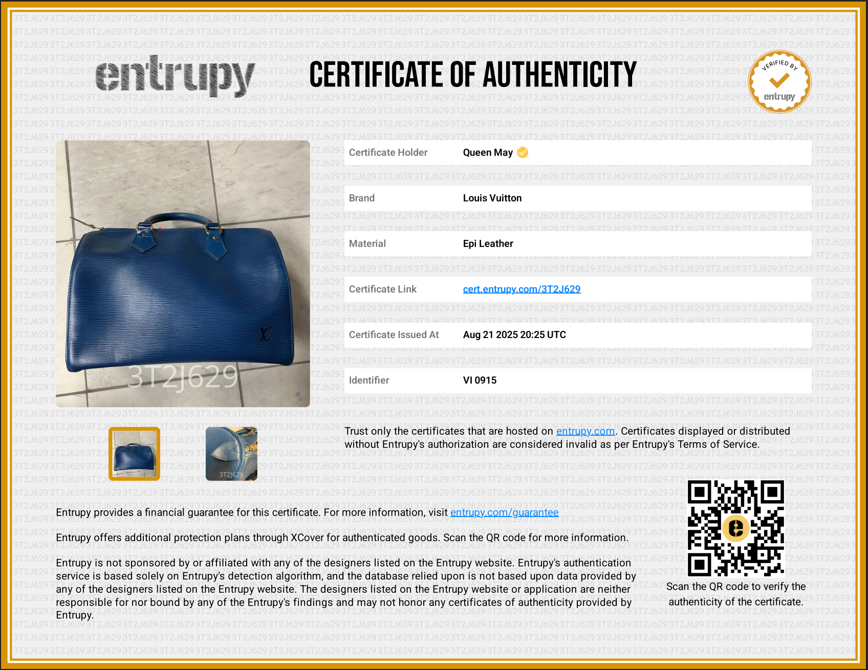 Louis Vuitton Epi Speedy 35 Blue - Queen May