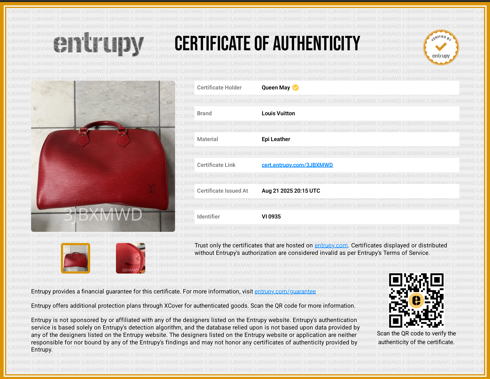 Louis Vuitton Epi Speedy 35 Red - Queen May