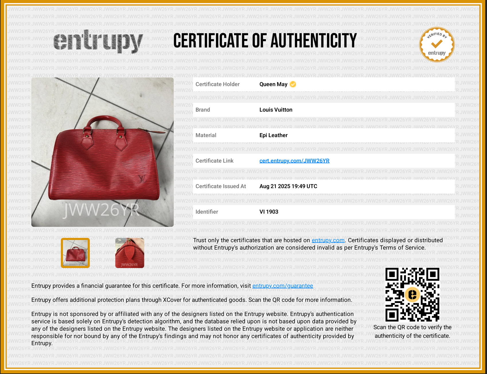 Louis Vuitton Epi Leather Speedy 30 Red - Queen May