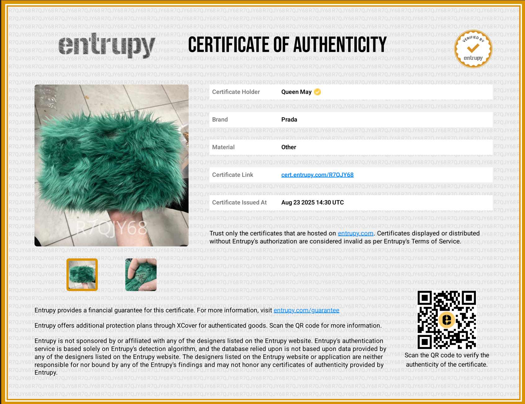 Prada Faux Fur Clutch Green - Queen May