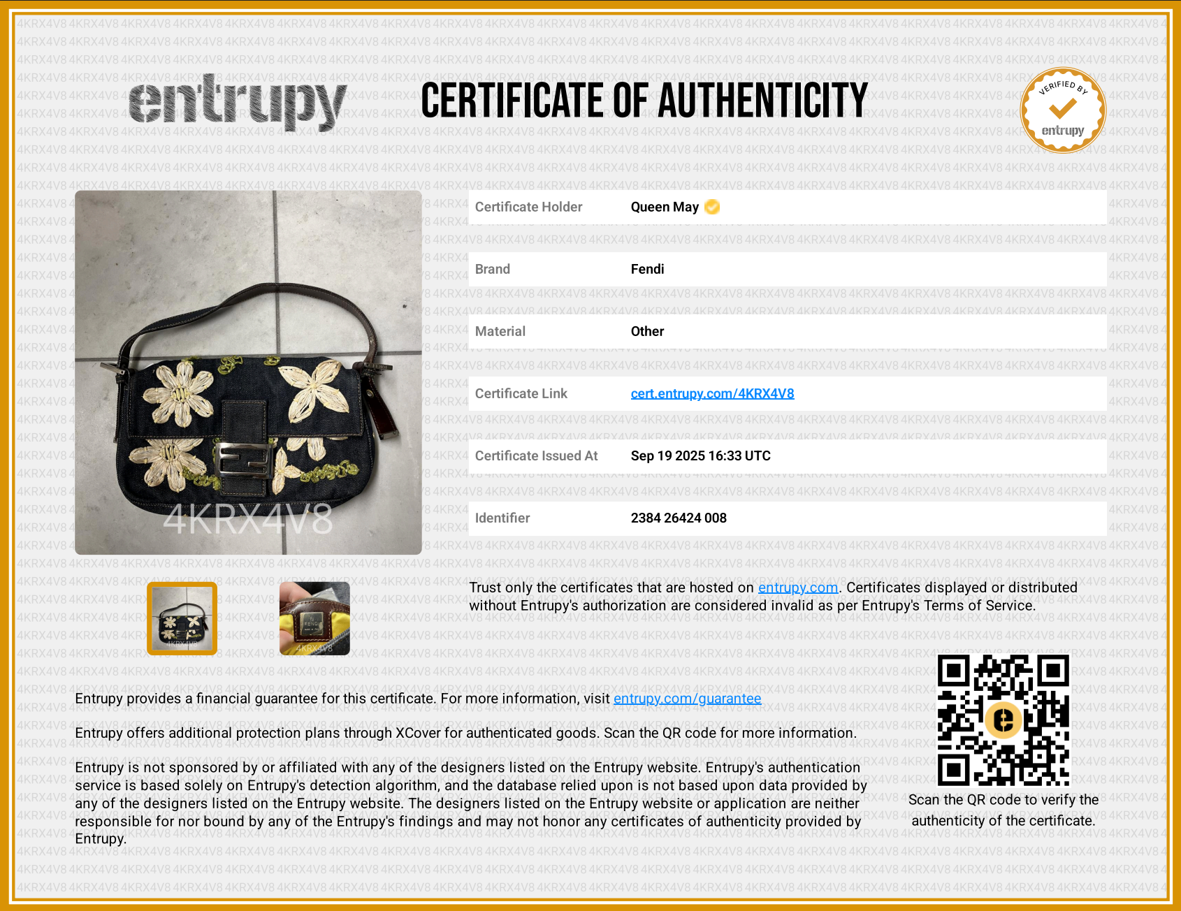 Fendi Denim Floral Baguette - Queen May