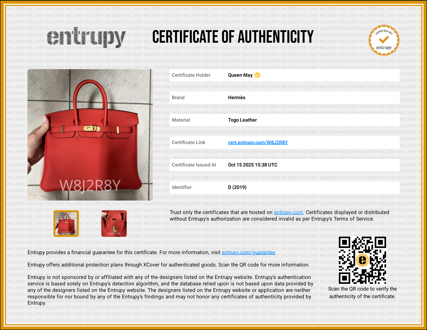 Hermes Birkin 25 Rouge De Coeur Togo Gold Toned Hardware - Queen May