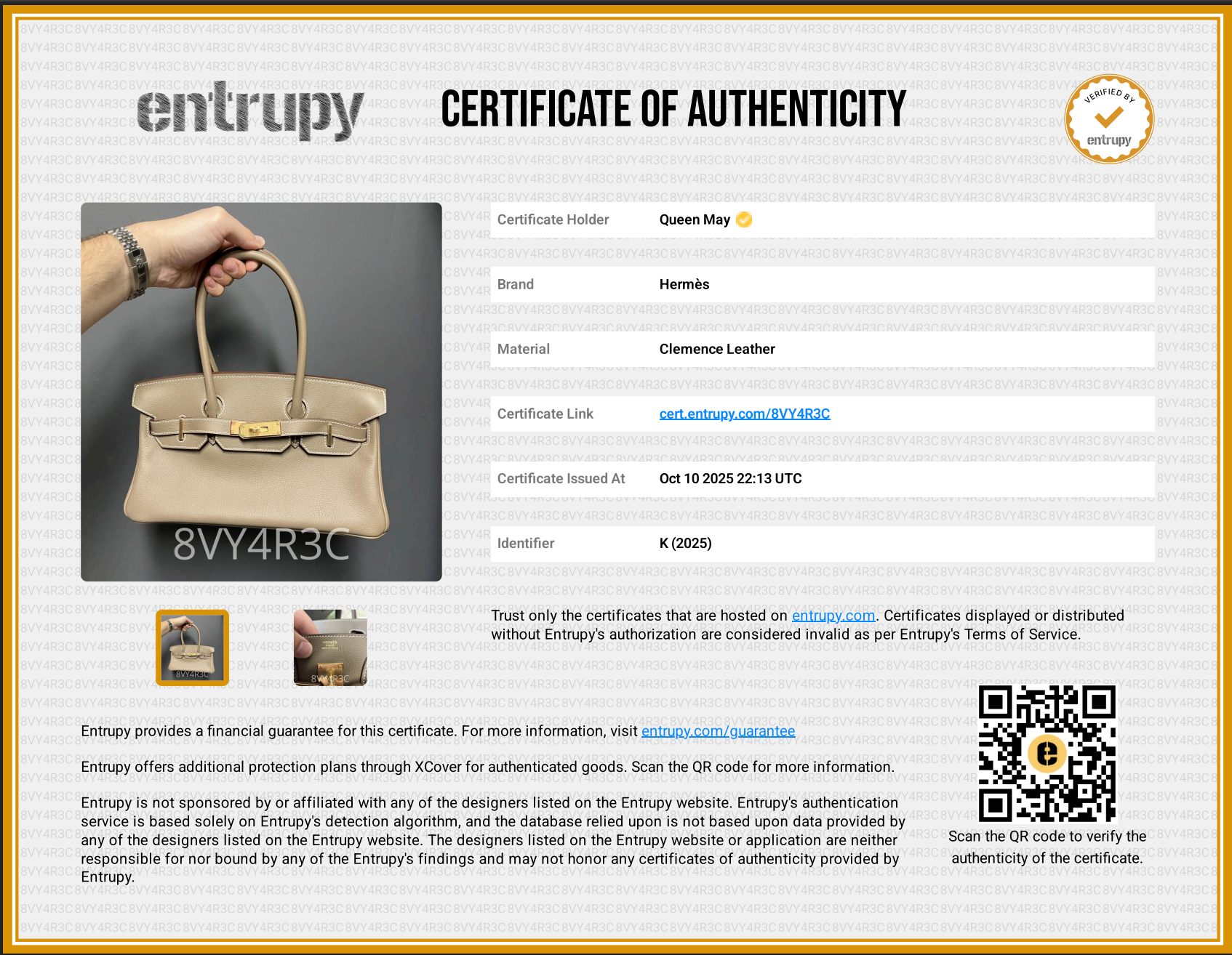 Hermes Evercolor Shoulder Birkin Light 29 Etoupe / Gold Hardware - Queen May