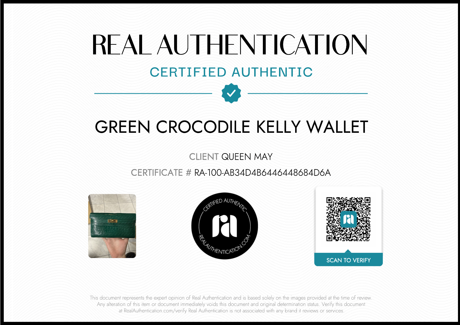 Hermes Kelly Longue Wallet Emerald Shiny Alligator - Queen May