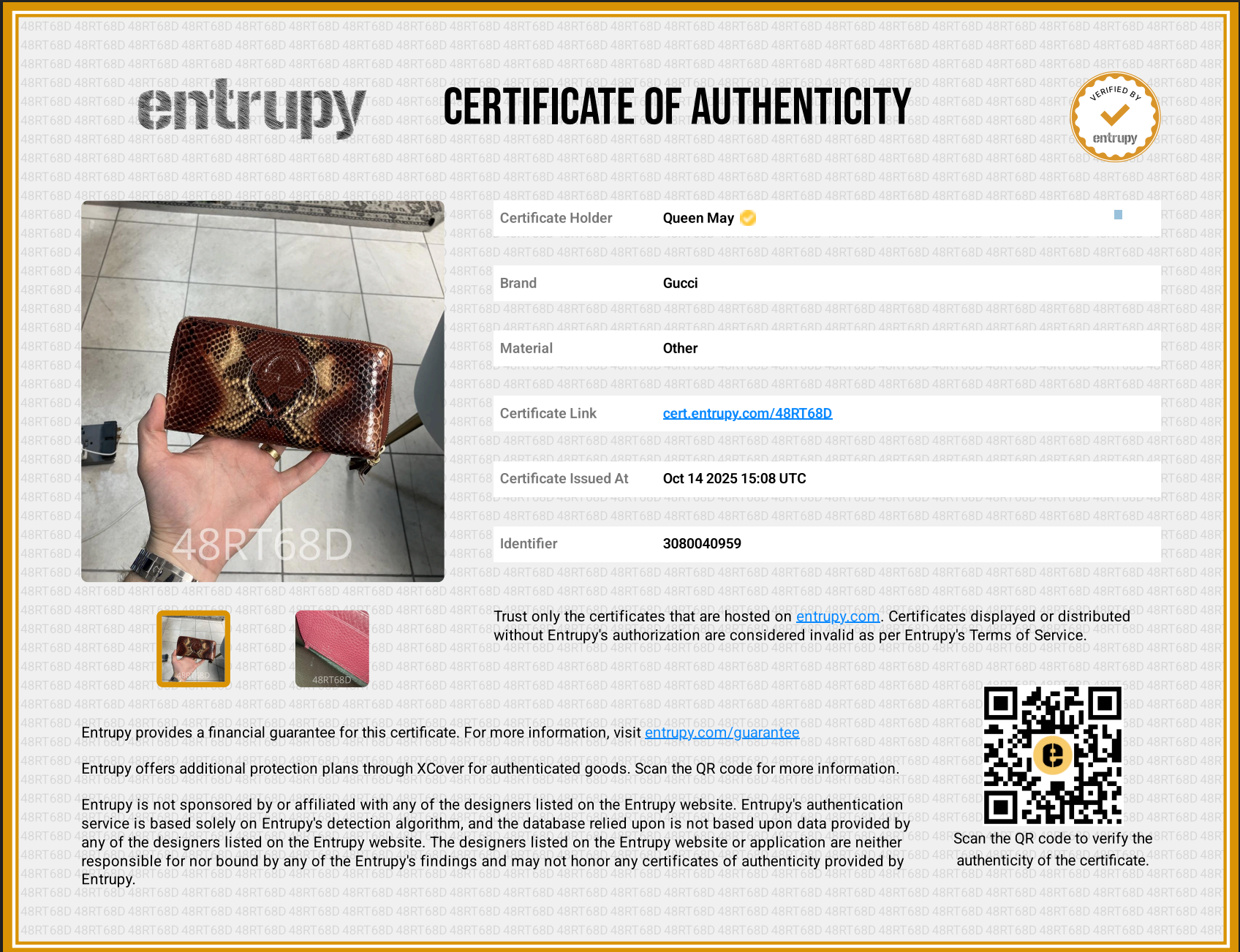 Gucci Python Soho Interlocking G Logo Wallet - Queen May