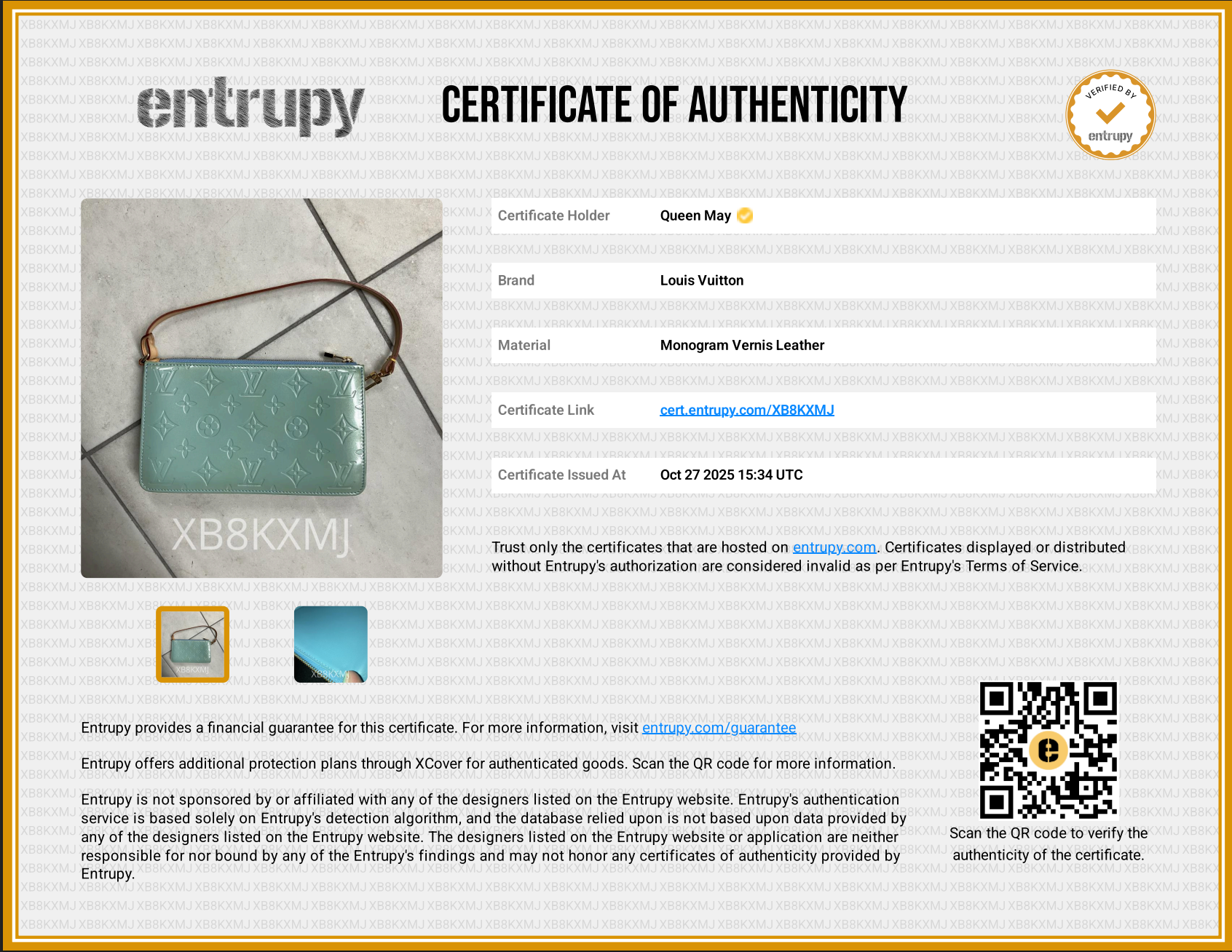 Louis Vuitton Vernis Lexington Teal - Queen May