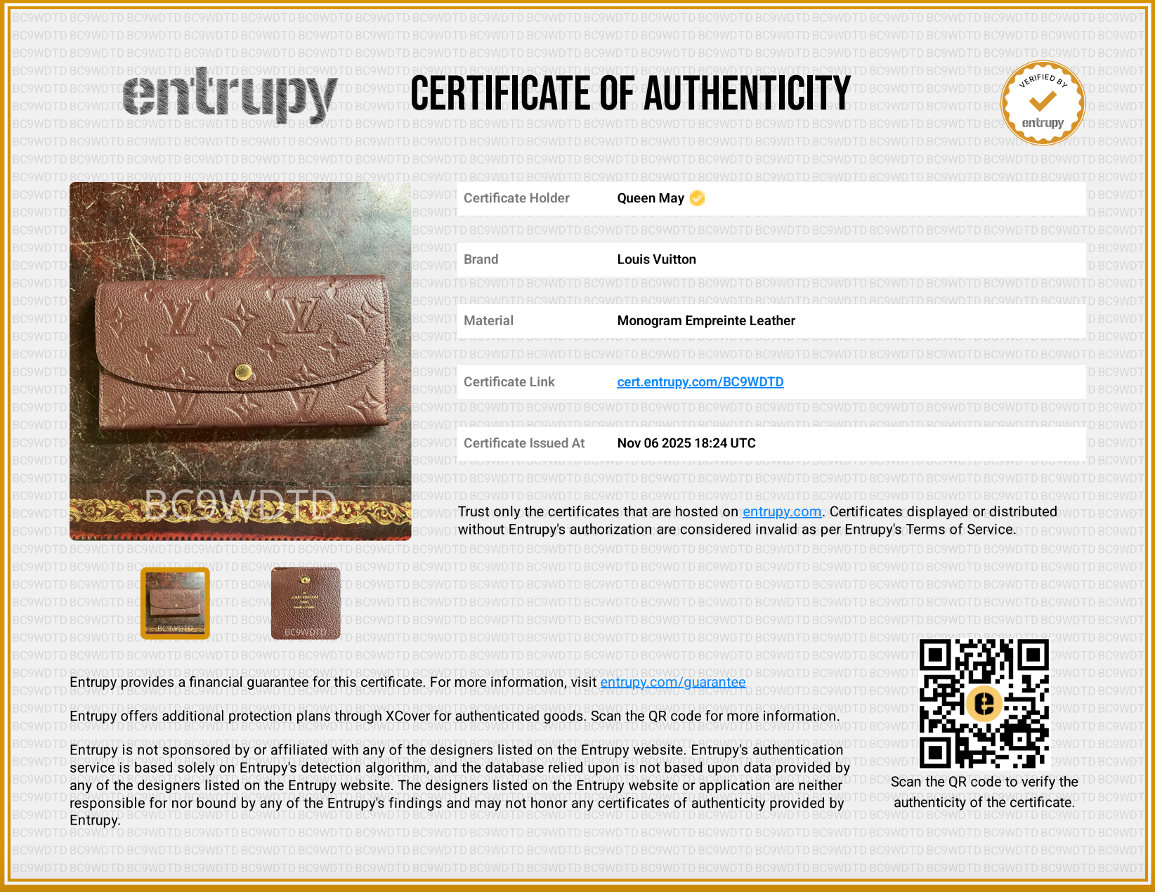 Louis Vuitton Monogram Empreinte Leather Emilie Wallet