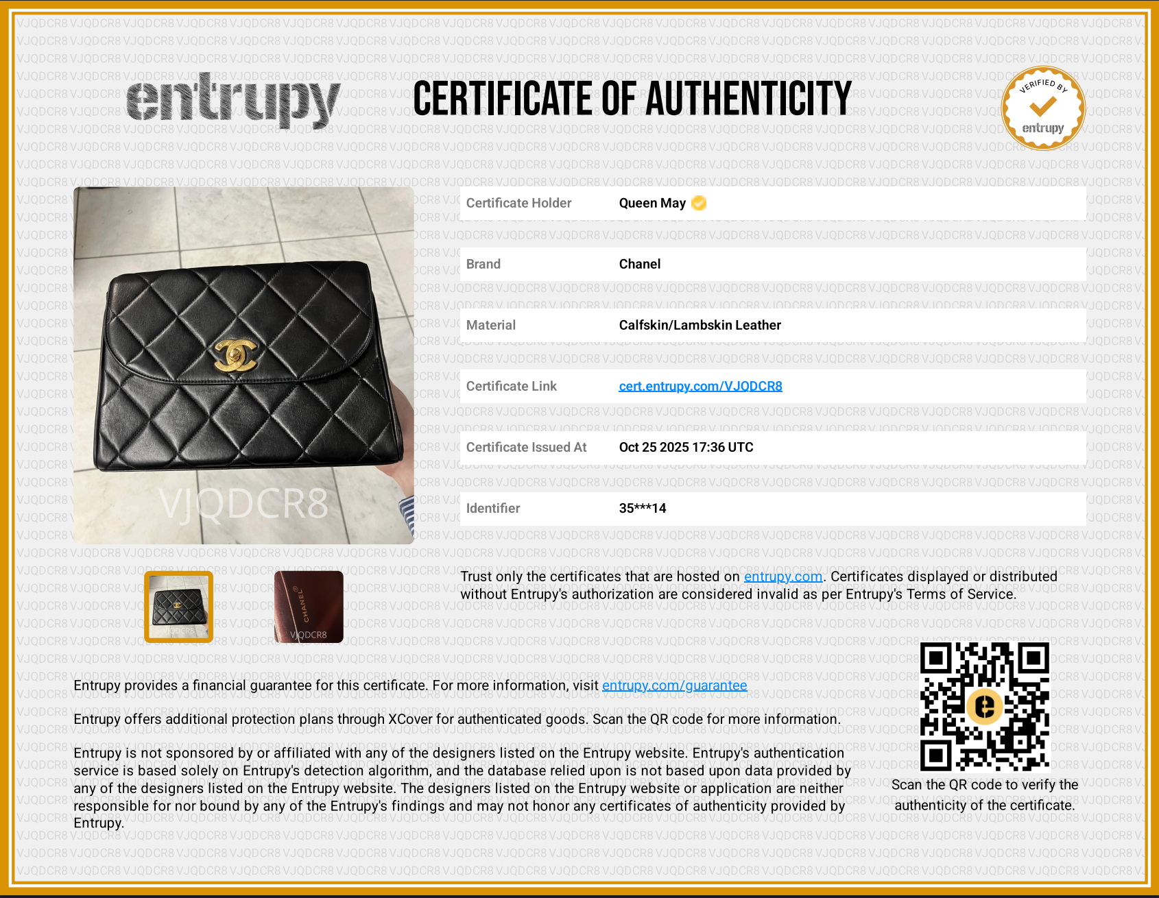 Chanel Black Quilted Lambskin Chain Handle Handbag - Queen May