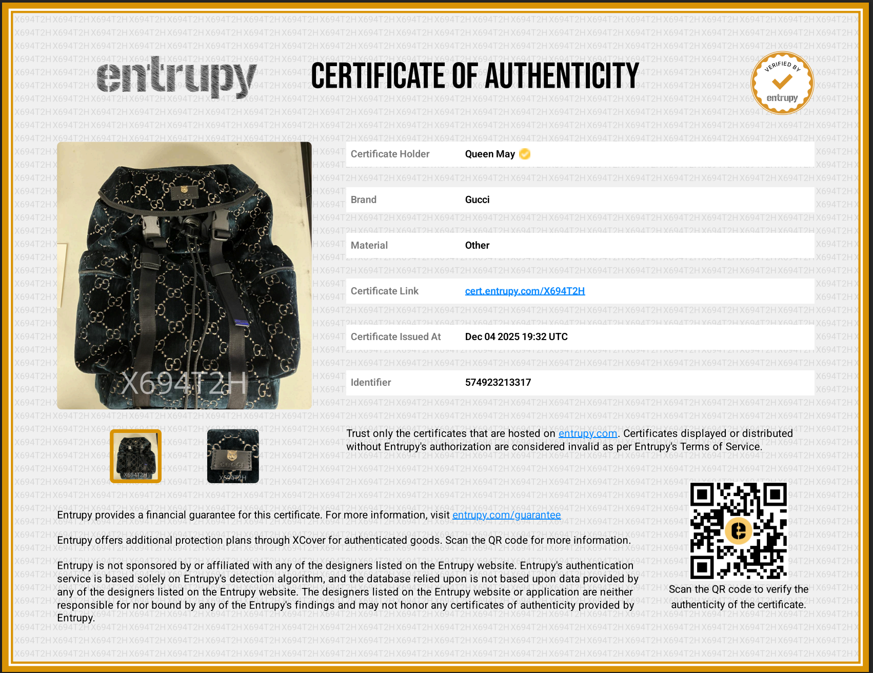 Gucci Ophidia Velvet Backpack - Queen May