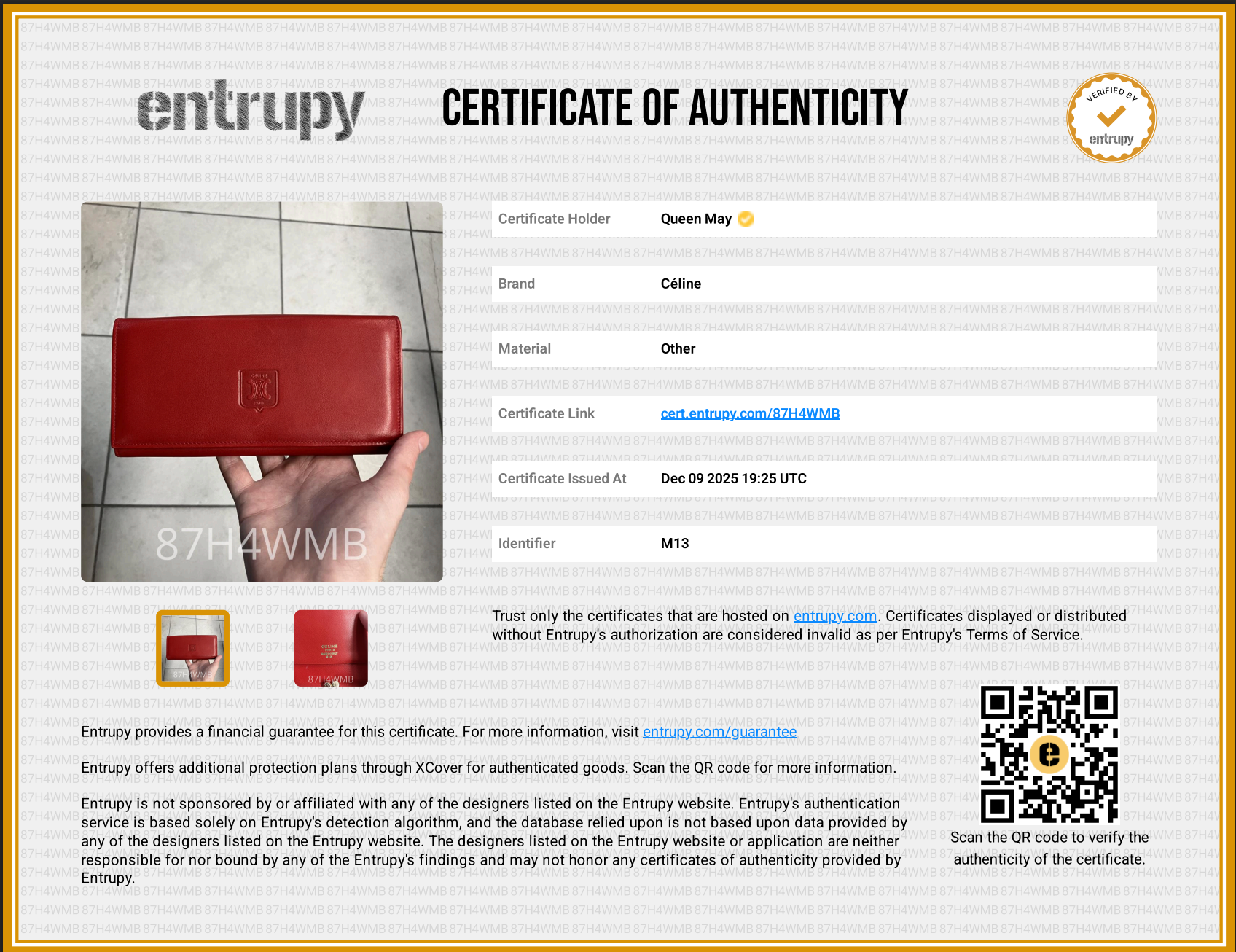 Celine Triomphe Wallet Red - Queen May