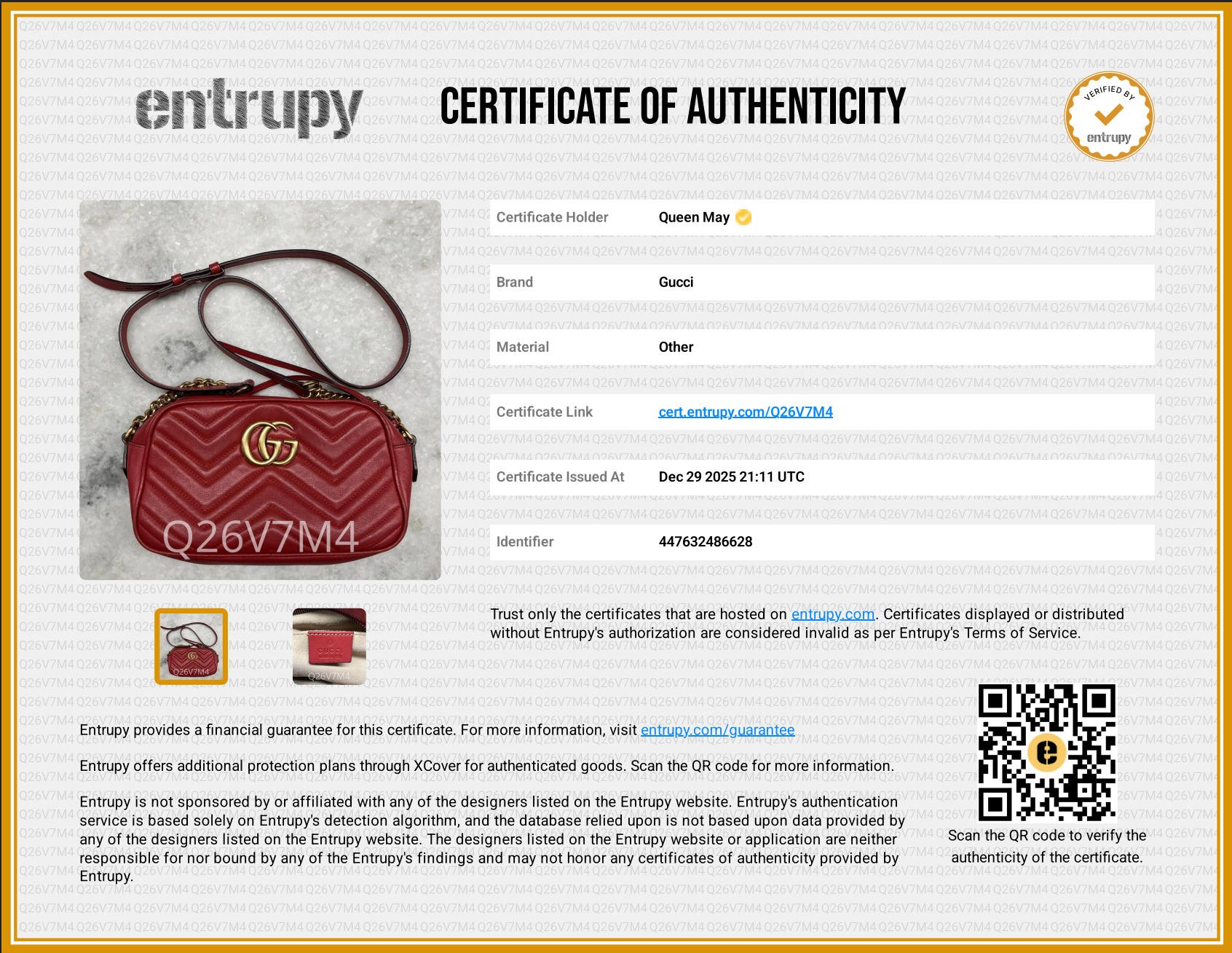 Gucci Red Marmont Crossbody Bag - Queen May