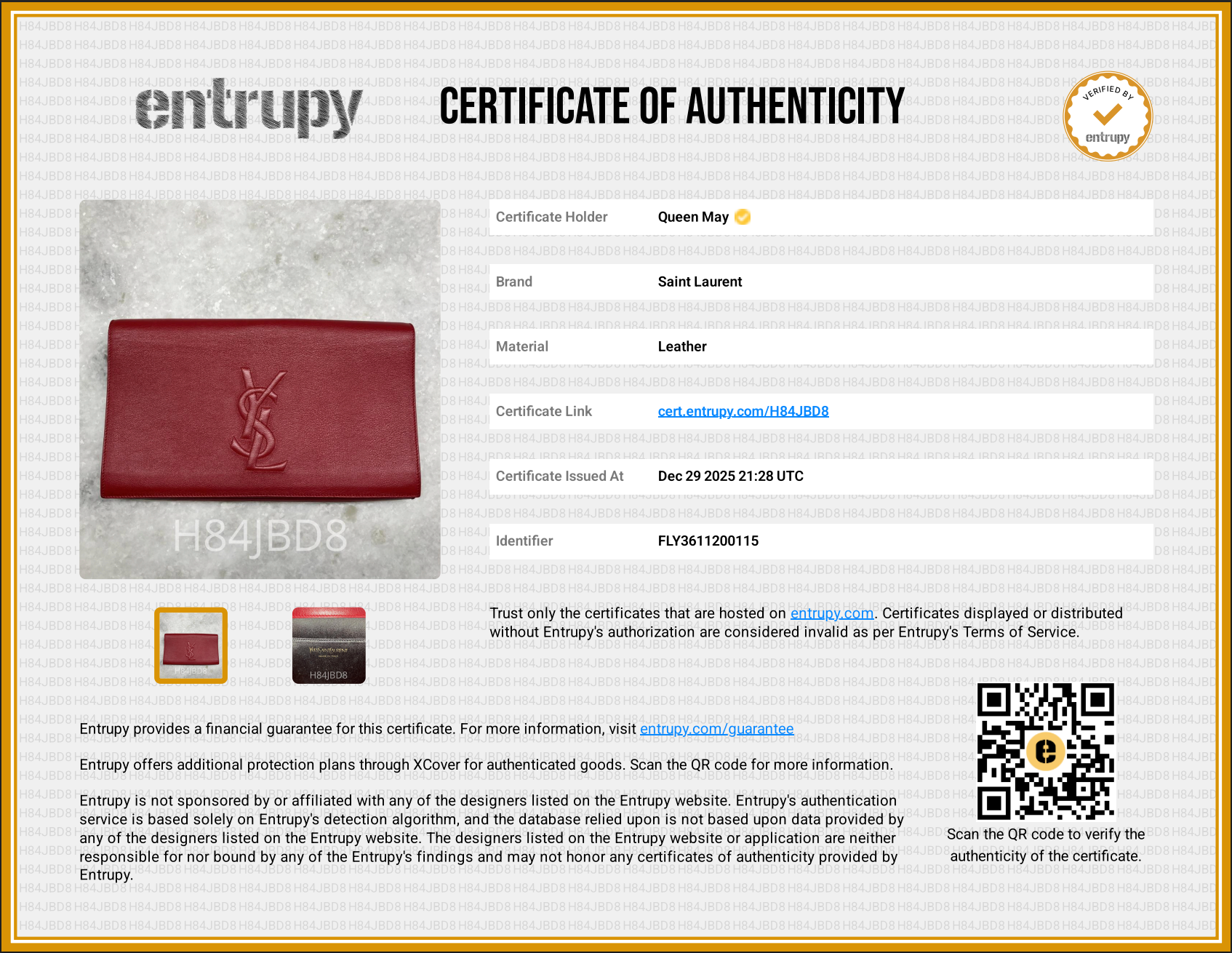 Yves Saint Laurent Belle De Jour Clutch Red - Queen May