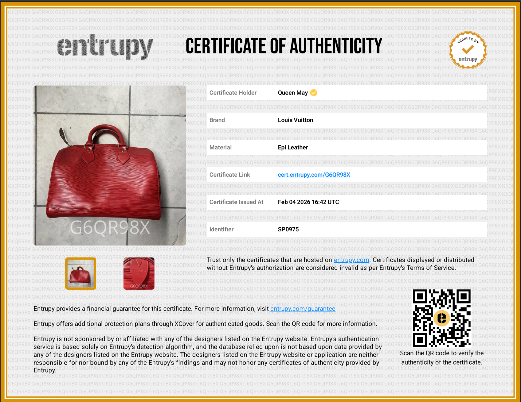 Louis Vuitton Red Epi Speedy 30 - Queen May