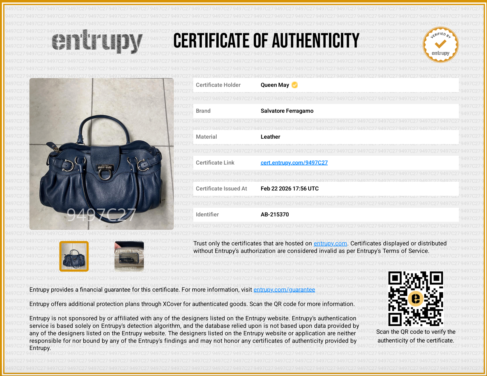 Salvatore Ferragamo Navy Gancini Marisa 21 Handbag - Queen May