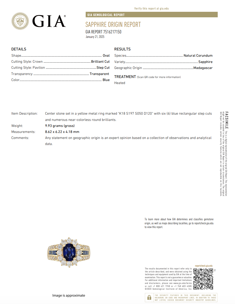 18K Yellow Gold 1.97 Carat Oval Sapphire Diamond Halo Ring - Queen May