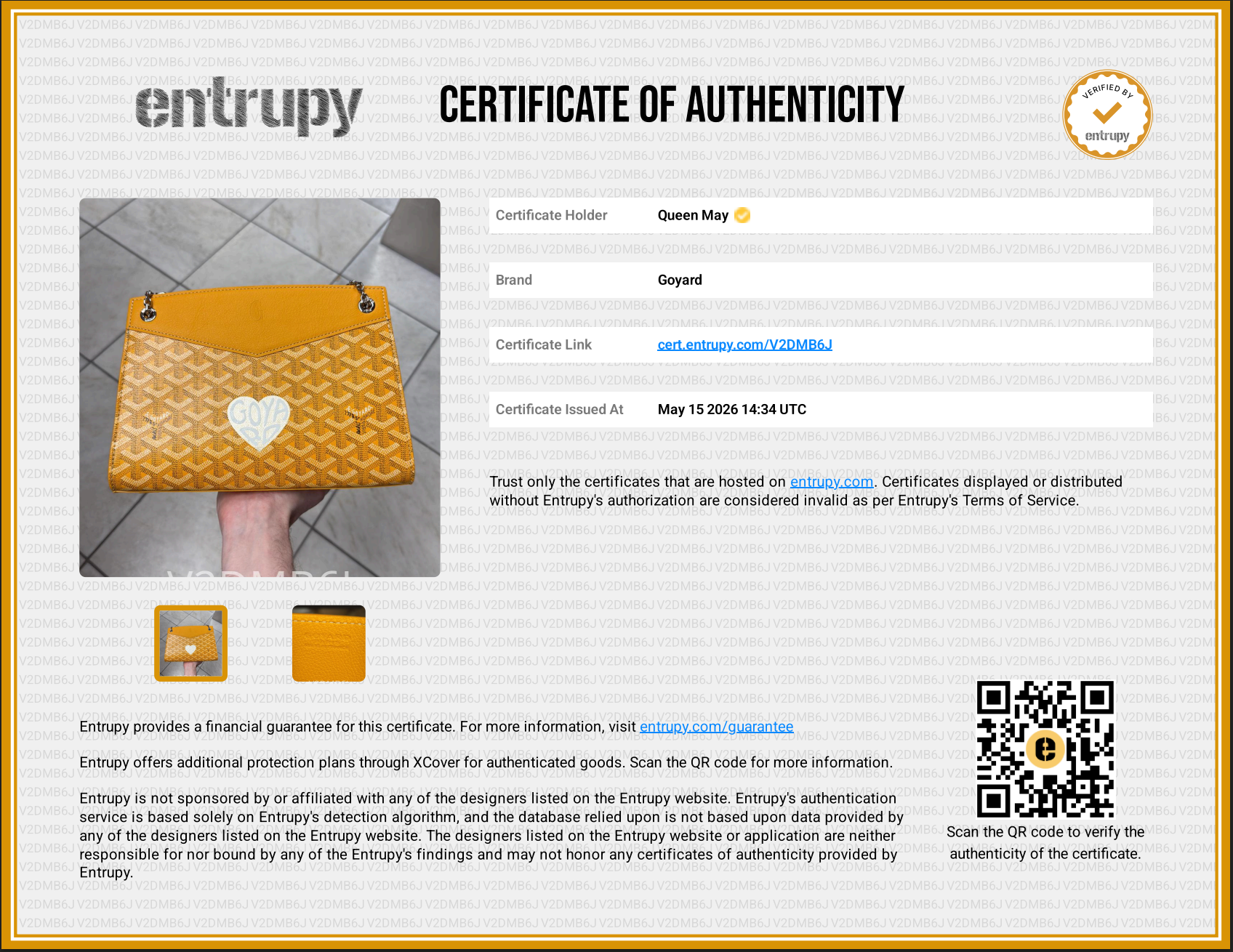 Goyard Yellow Rouette Chain - Queen May