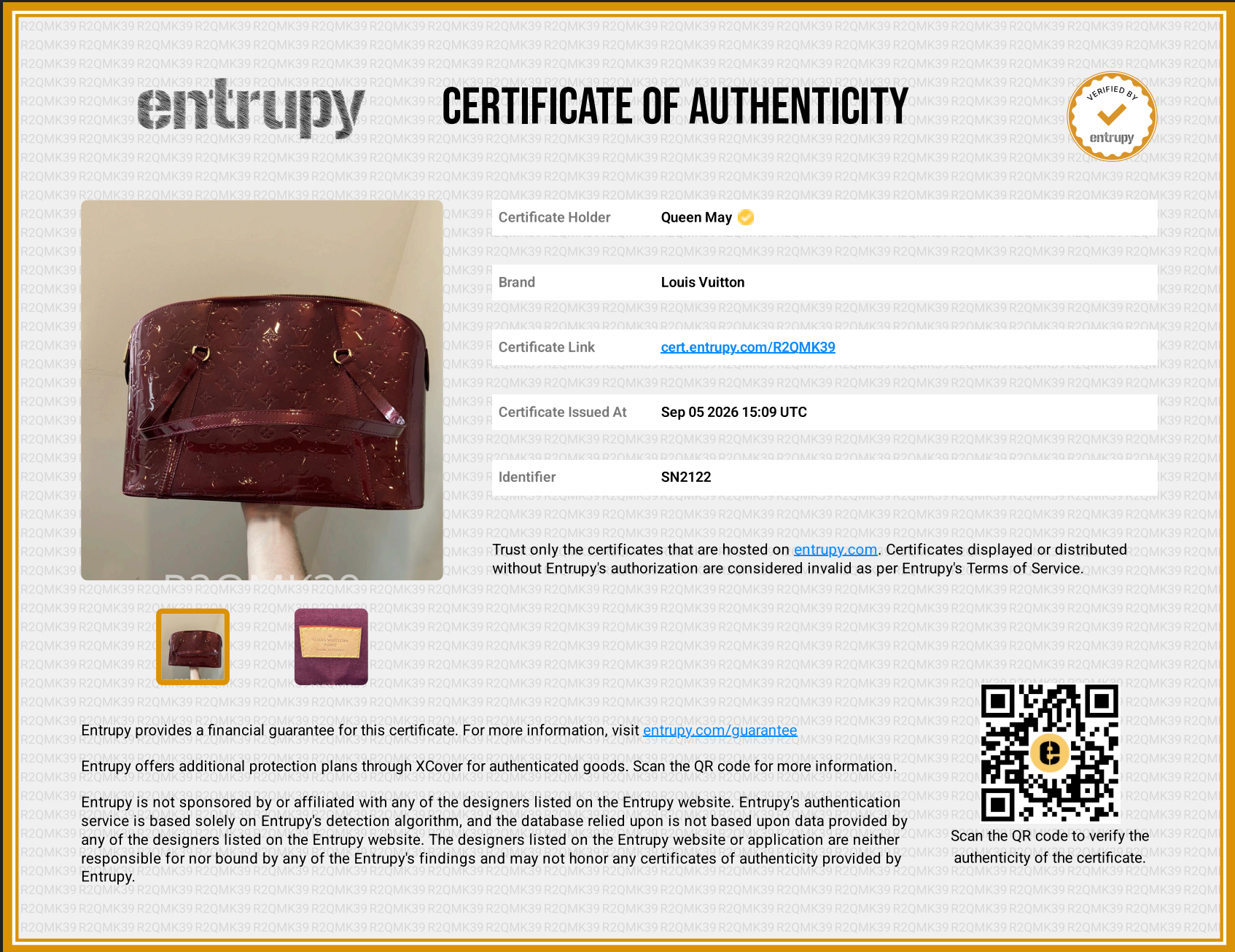 Louis Vuitton Vernis Avalon Bag Maroon
