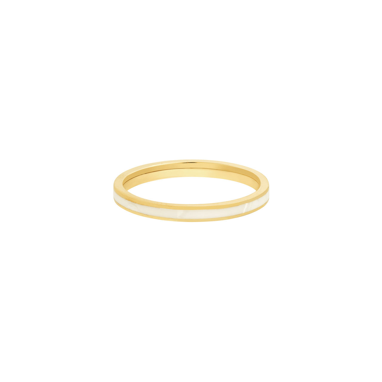 14K Yellow Gold Enamel Stackable Band - Queen May