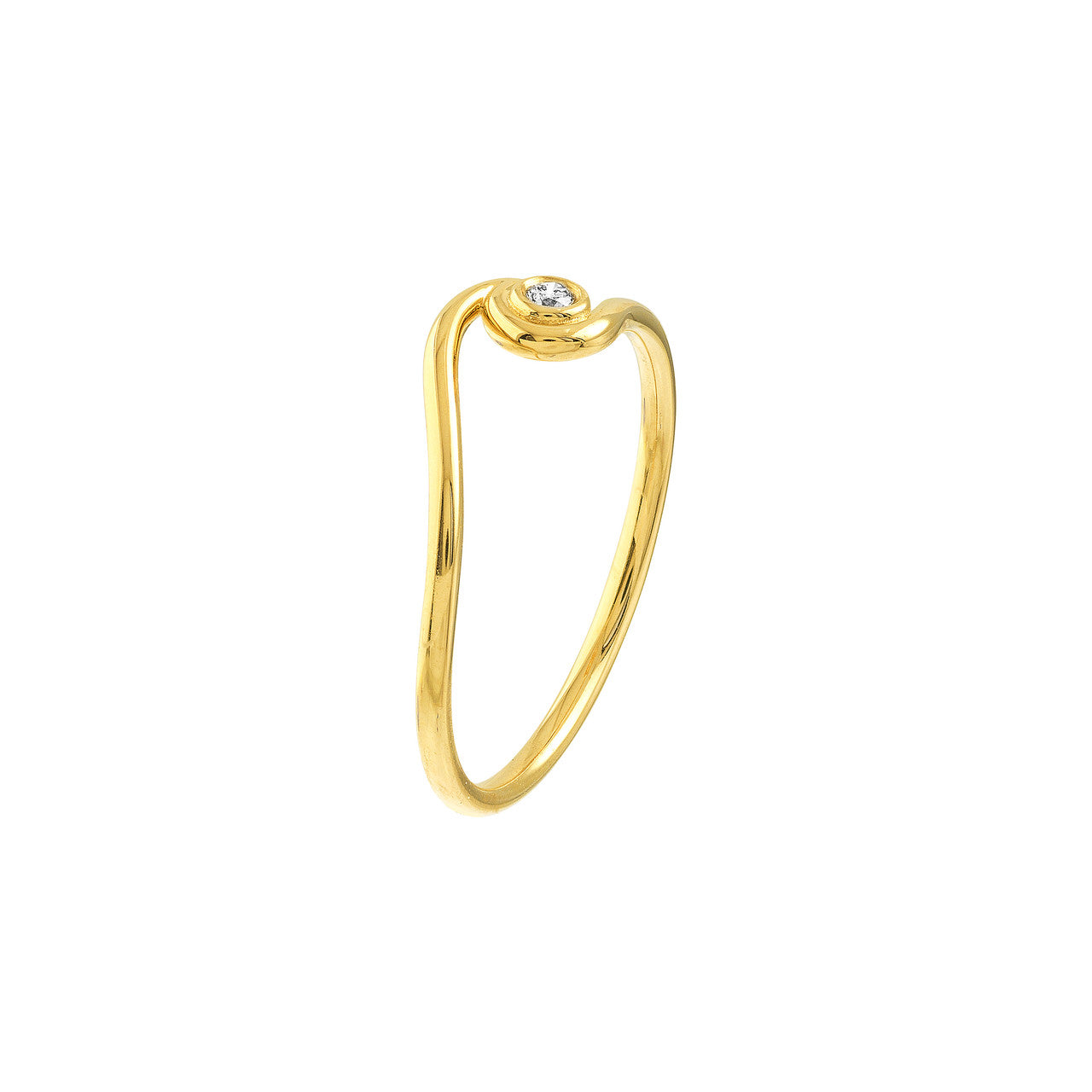 14K Yellow Gold Diamond Wave Ring - Queen May