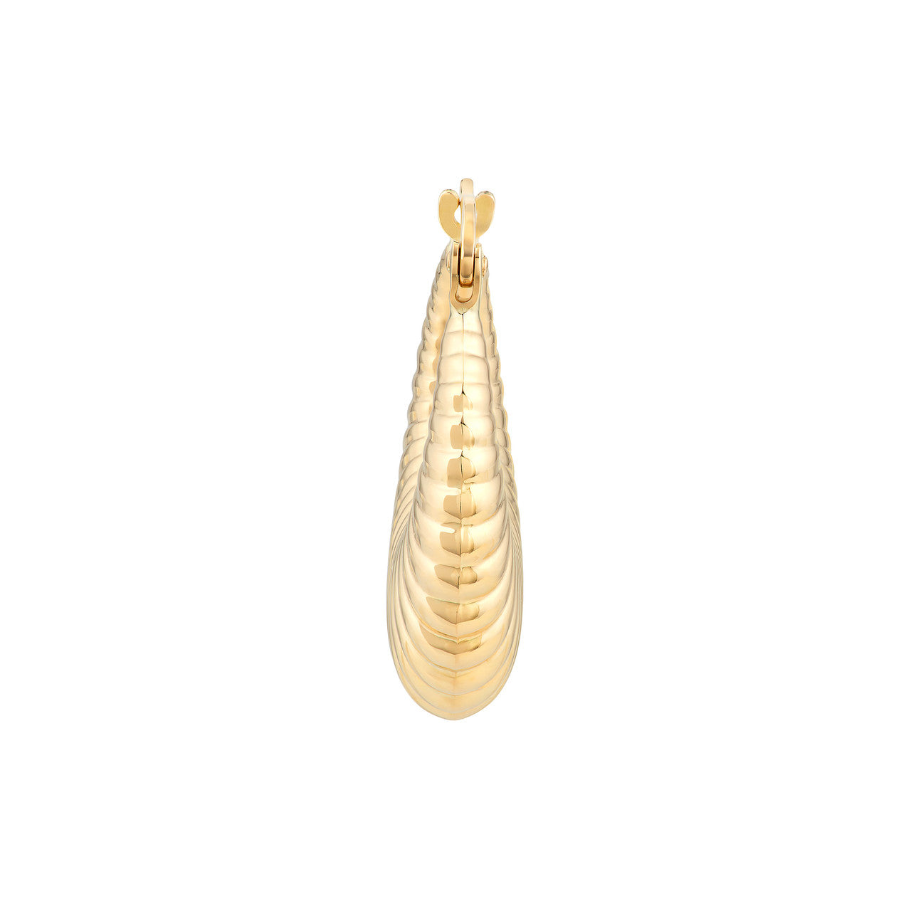 14K Yellow Gold Fluted Hoop Earrings - Queen May
