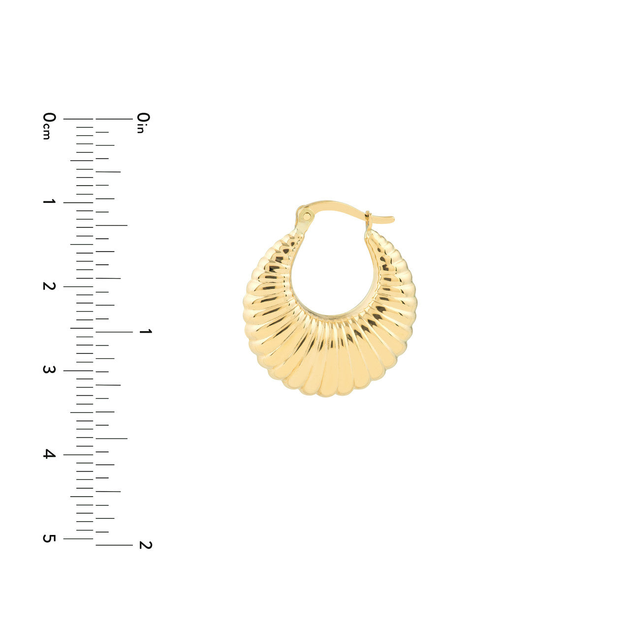 14K Yellow Gold Fluted Hoop Earrings - Queen May