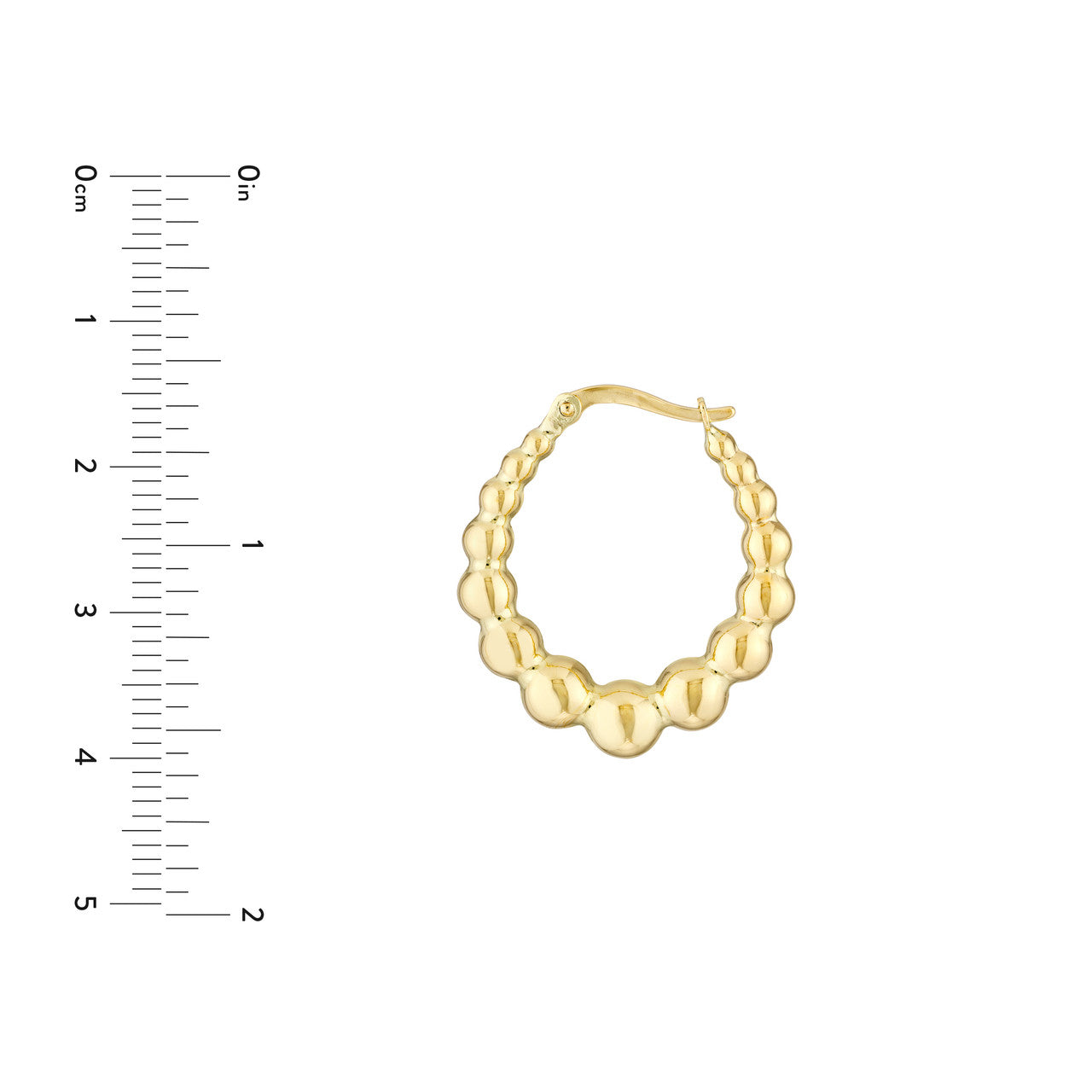 14K Yellow Gold Bead Oval Hoop Earrings - Queen May