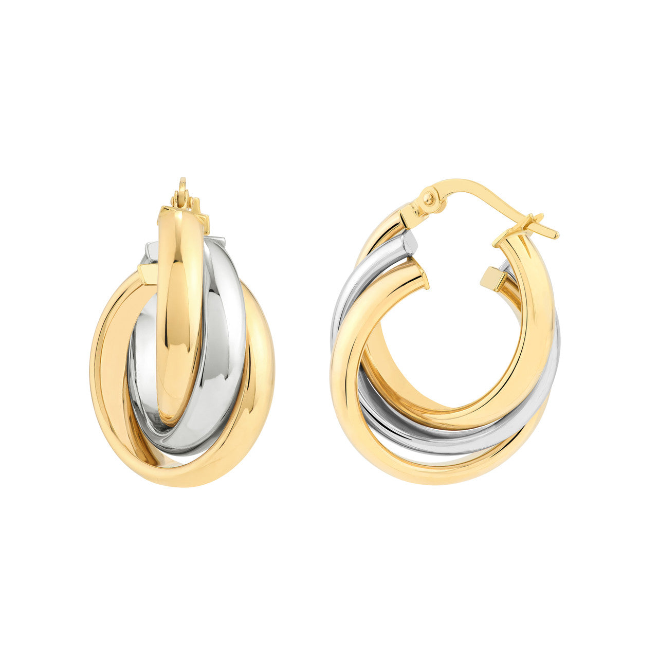 14K Gold Two-Tone Love Knot Hoop Earrings - Queen May