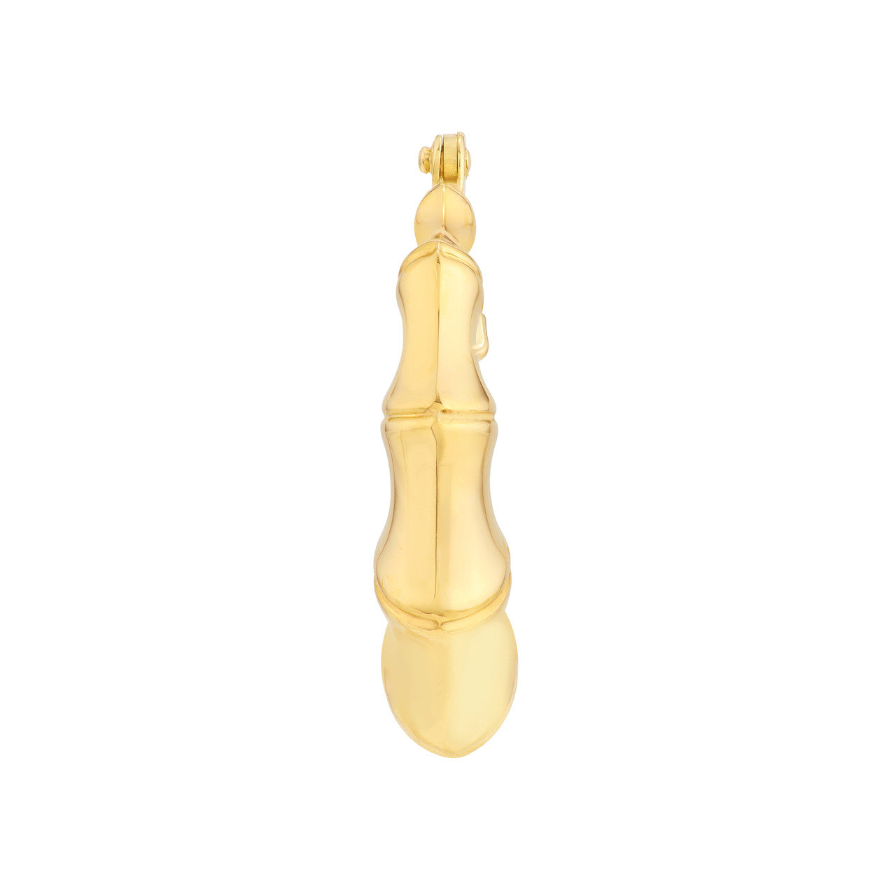 14K Yellow Gold Graduated Bamboo Puff Hoop Earrings - Queen May