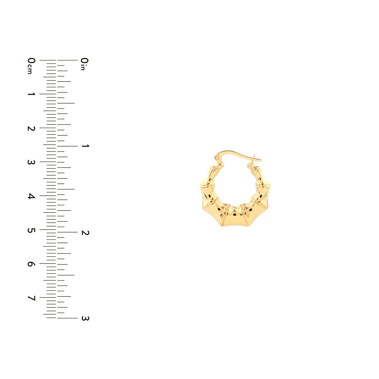 14K Yellow Gold Graduated Bamboo Puff Hoop Earrings - Queen May