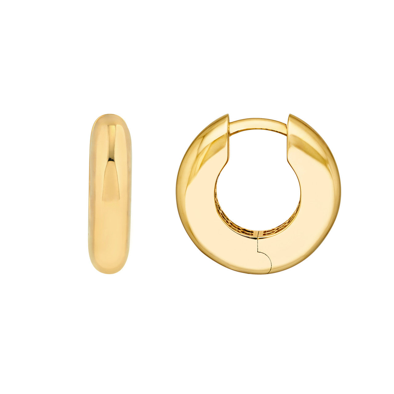 14K Yellow Gold 4mm Polished Round Huggie Hoop Earrings - Queen May