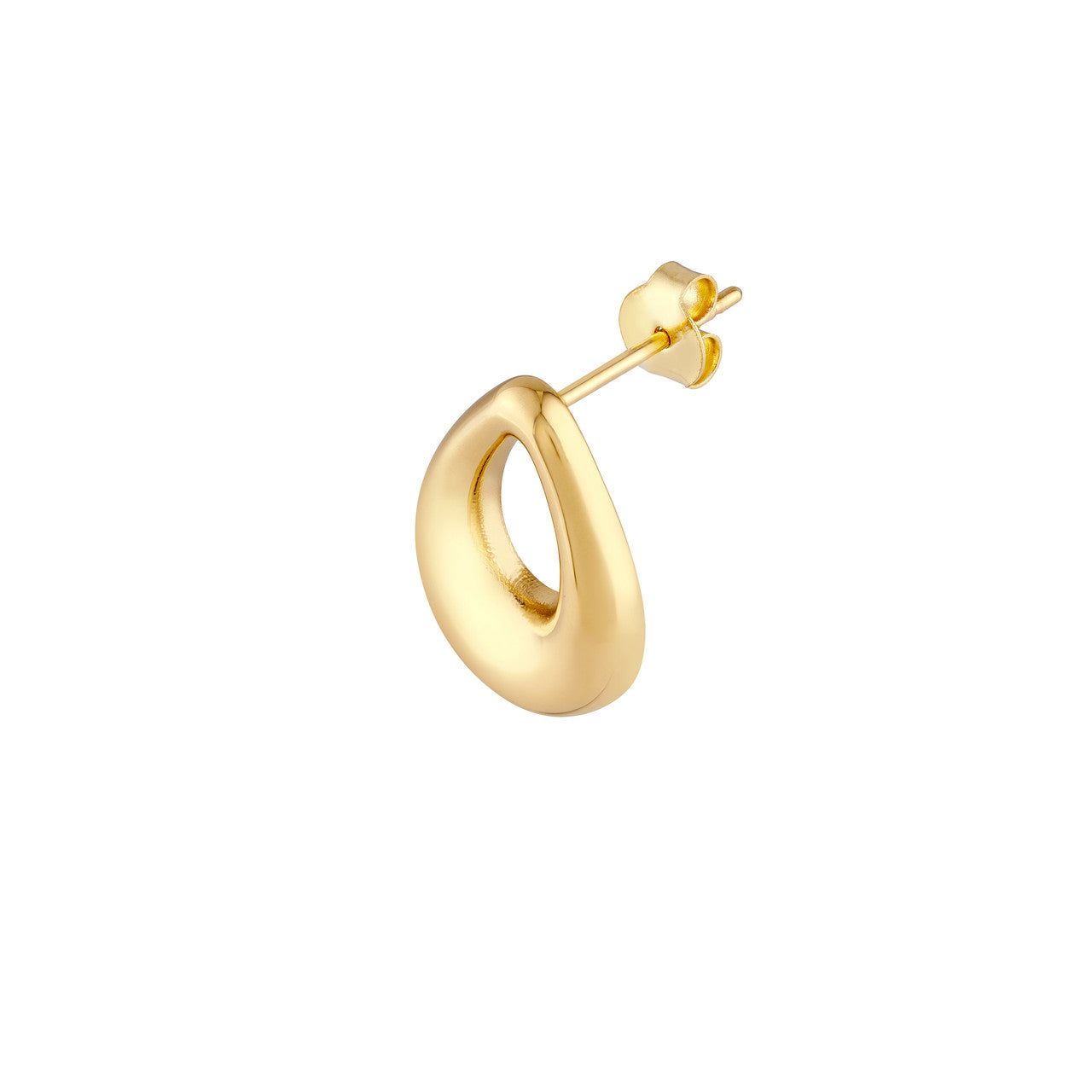 14K Yellow Gold Hollow Open Teardrop Stud Earrings - Queen May
