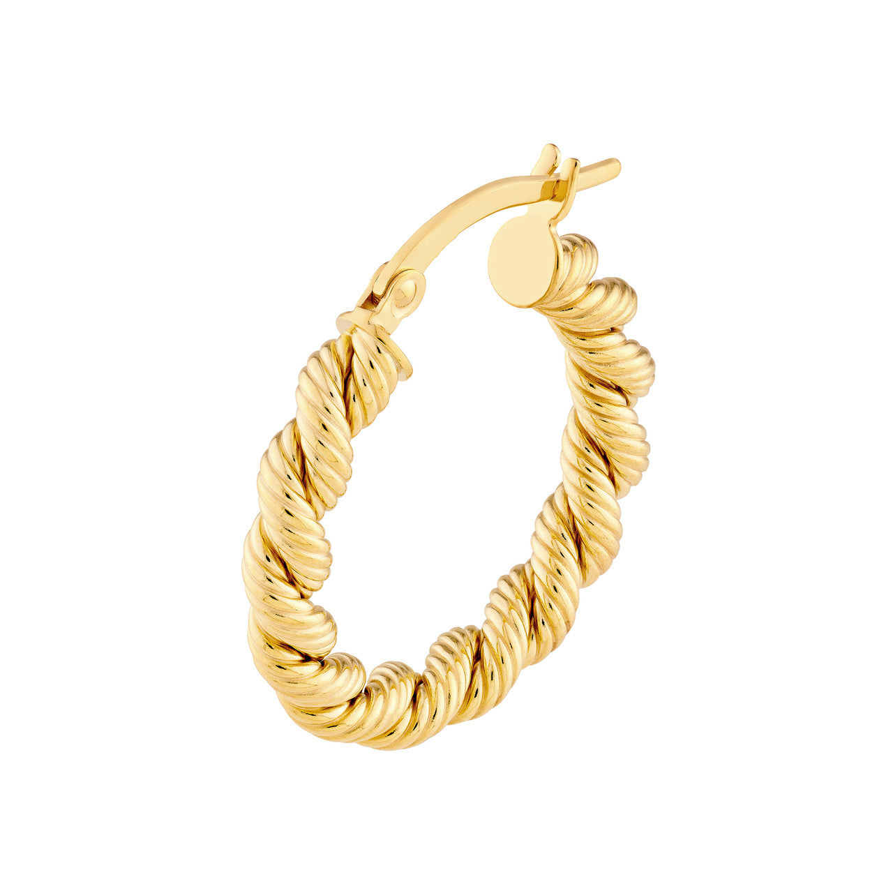 14K Yellow Gold 15mm Twisted Rope Hoop Earrings - Queen May