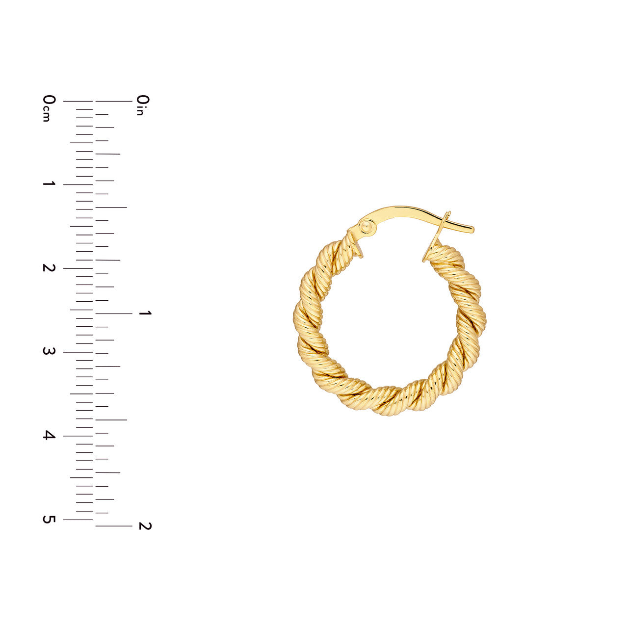 14K Yellow Gold 15mm Twisted Rope Hoop Earrings - Queen May