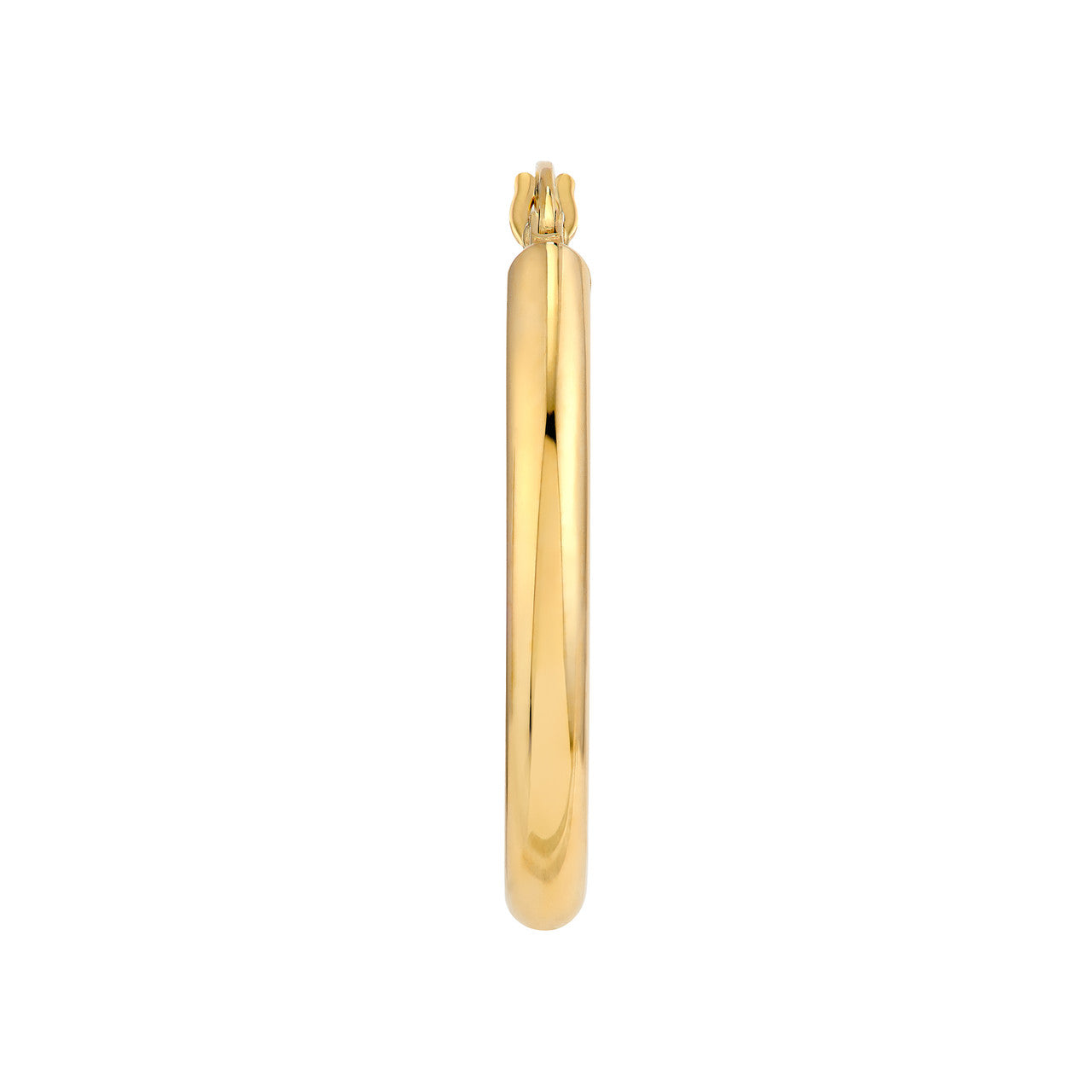 14K Yellow Gold 3mm Oval Polish Tube Hoop Earrings - Queen May