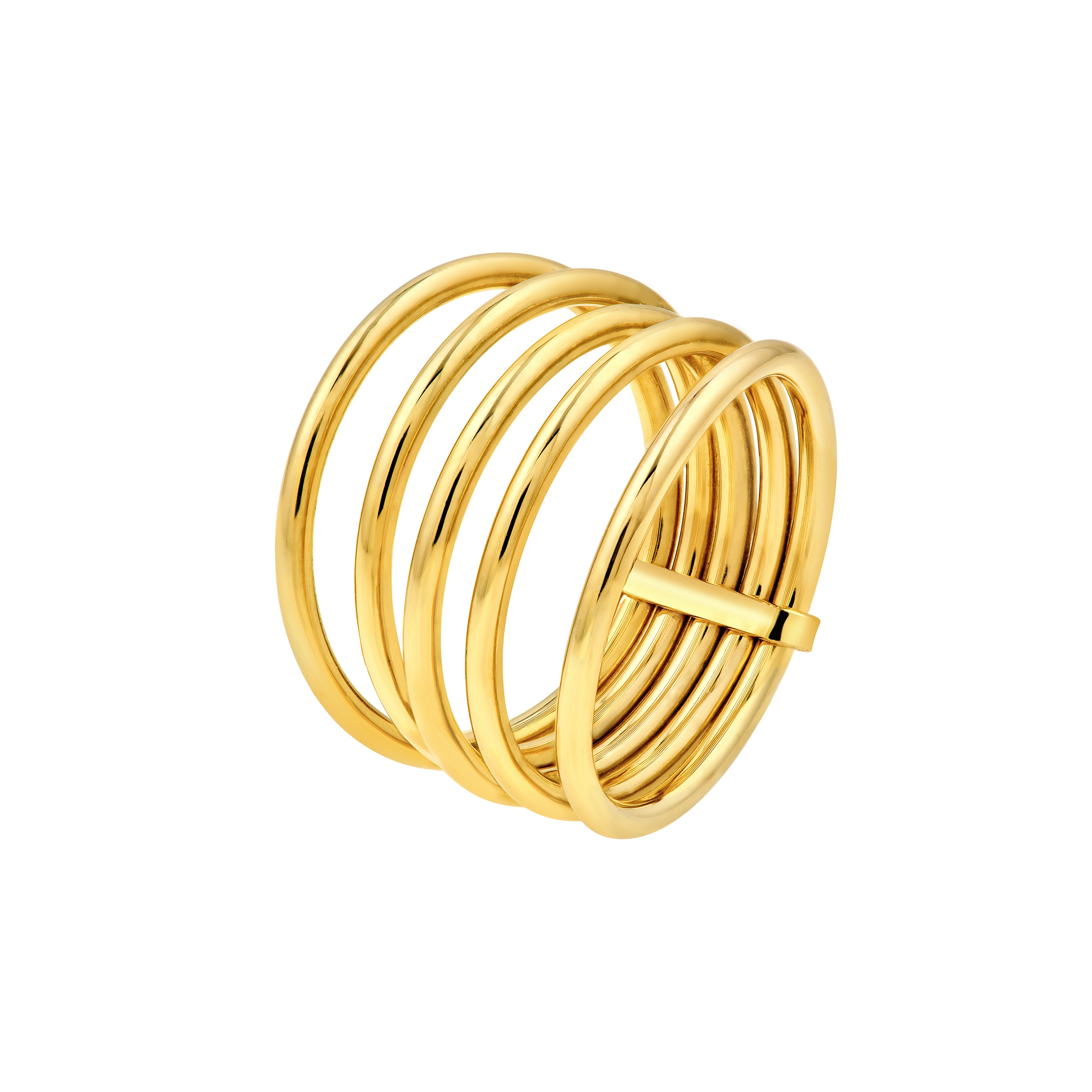 14K Yellow Gold Multi Tube Ring - Queen May