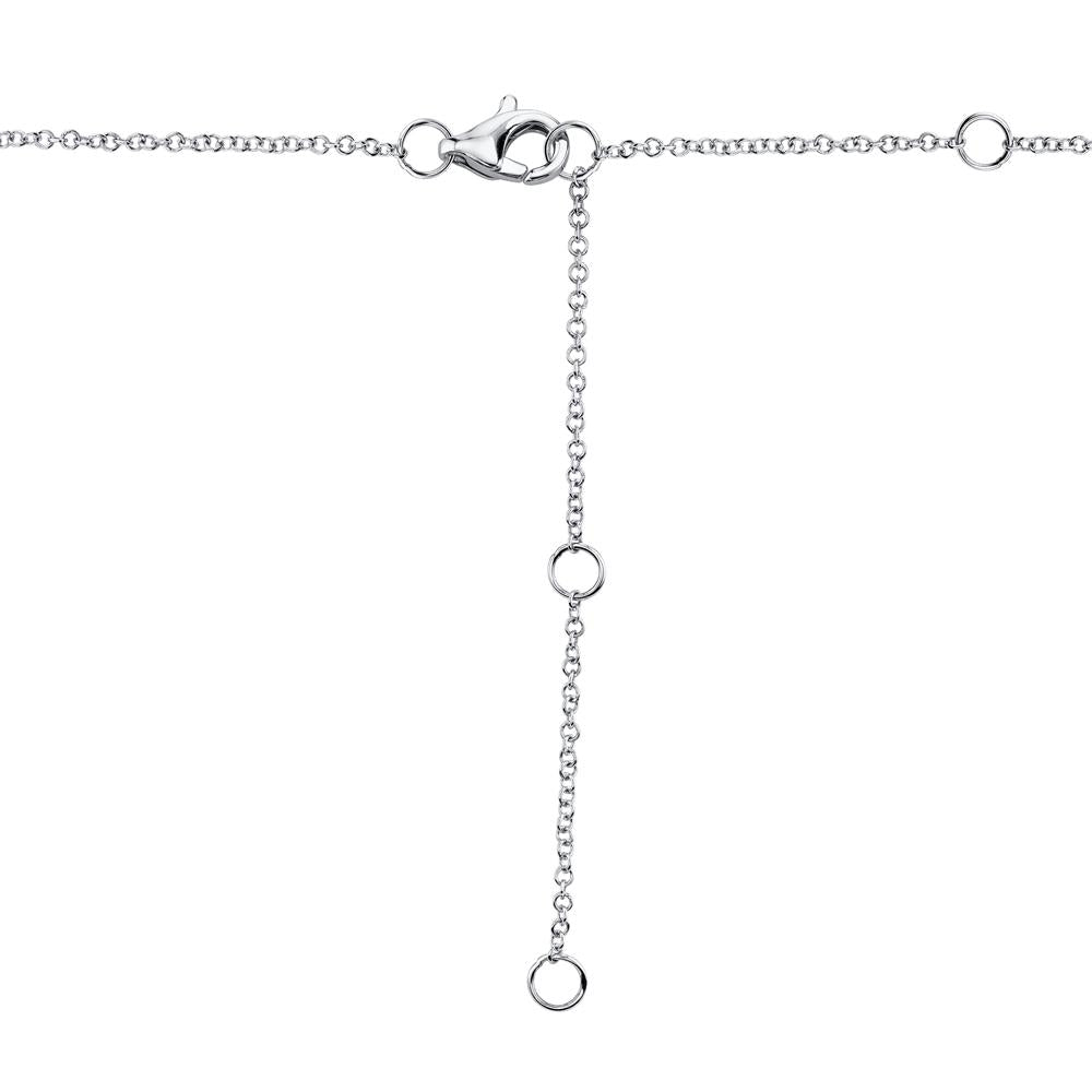 14K White Gold 0.49 Carat Sapphire Diamond Halo Station Necklace