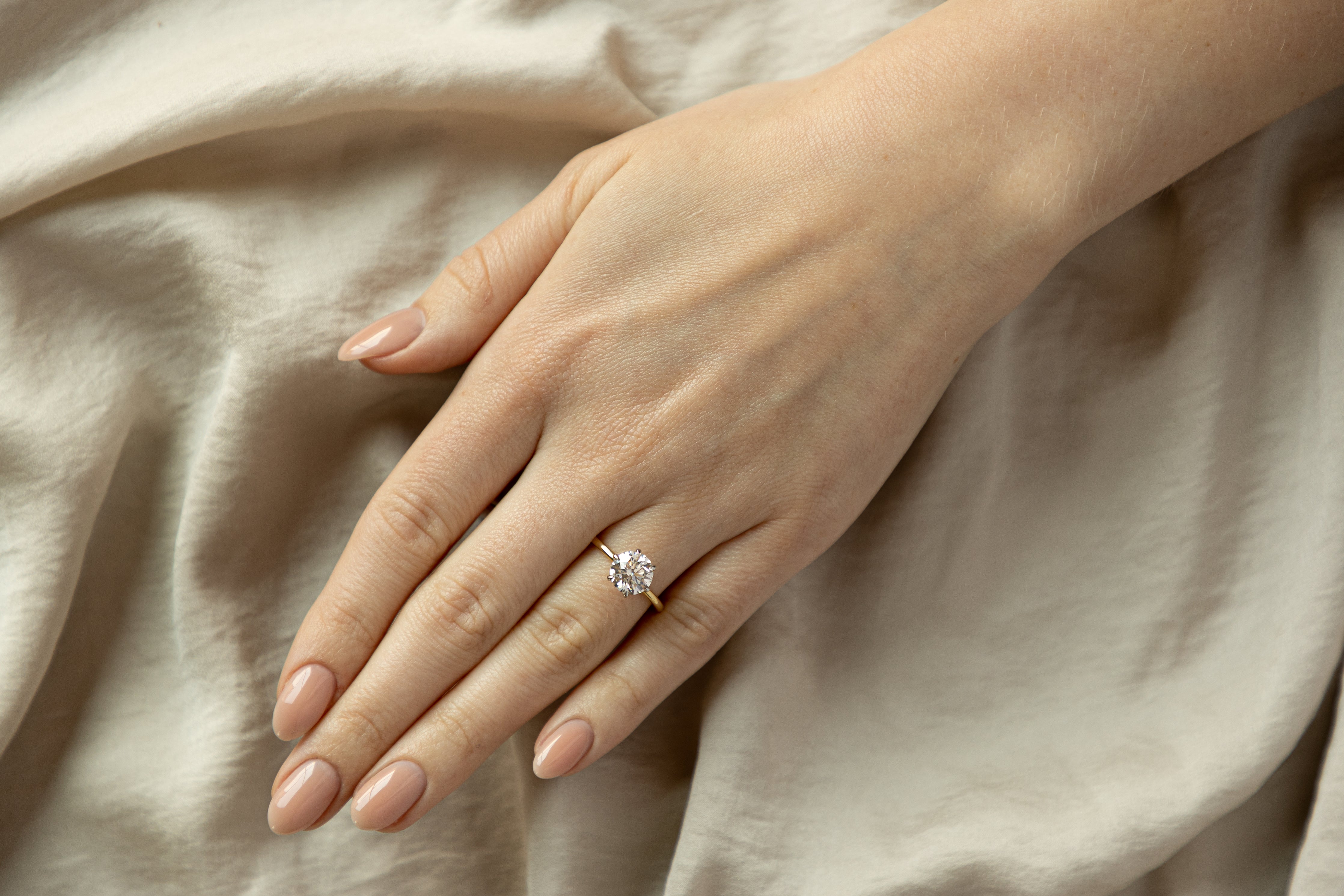 2.12 Carat Round Brilliant Diamond Solitaire Engagement Ring in 18K Yellow Gold & Platinum GIA Certified - Queen May