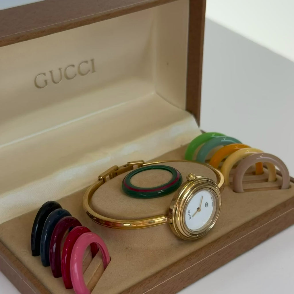 Vintage Gucci Interchangeable Bezel Bangle Watch - Queen May