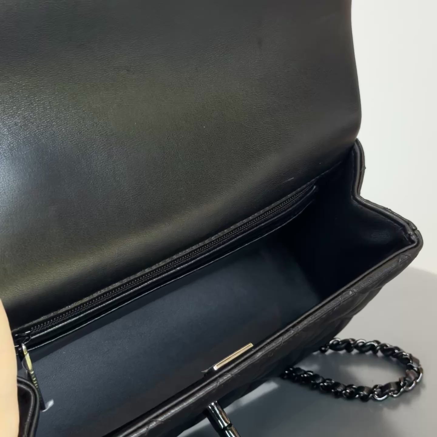 Chanel Lambskin Quilted Mini Top Handle Rectangular Flap So Black - Queen May